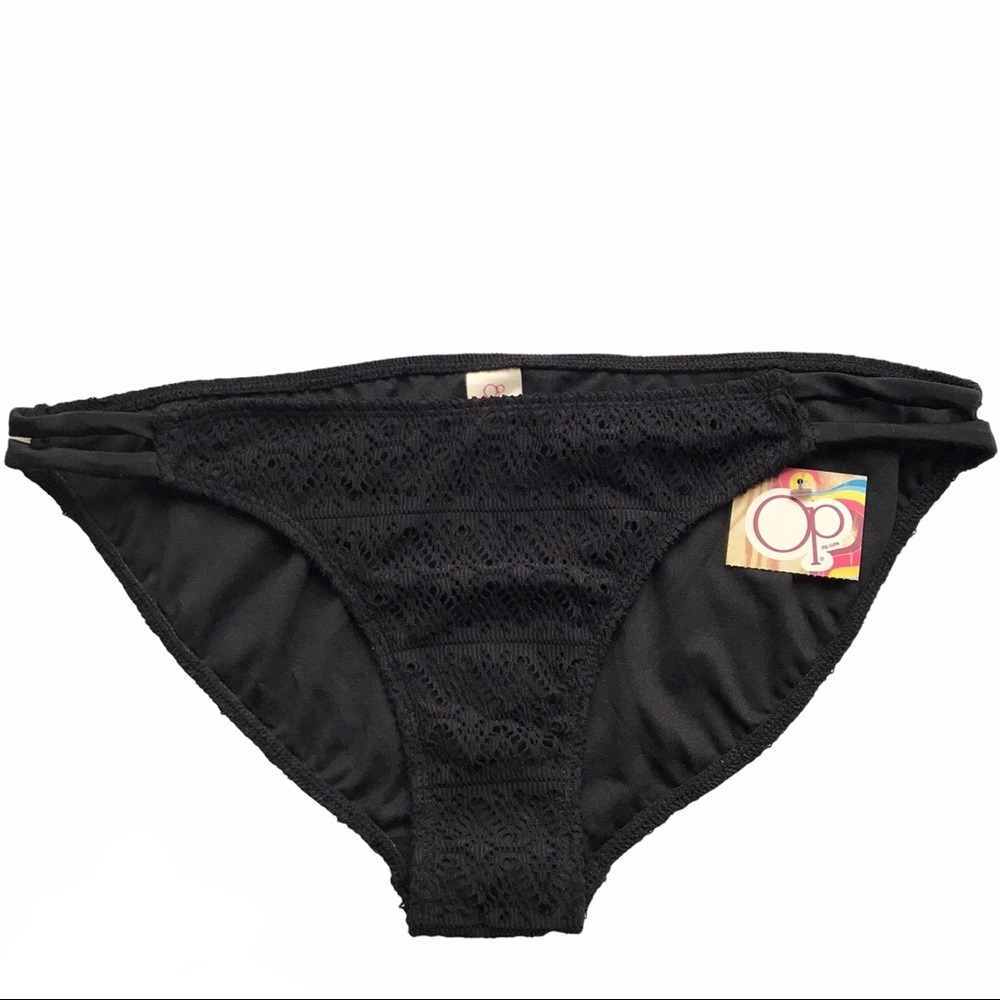 Ocean Pacific Crochet Bikini Bottom Black Junior XL